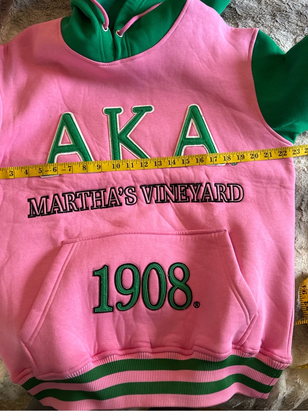 AKA Pink & Green Pullover Hoodie - Martha's Vineyard 1908 - Picture 10 of 14